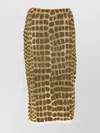 Elisabetta Franchi Midi Skirt With Sequins And Mesh In Green