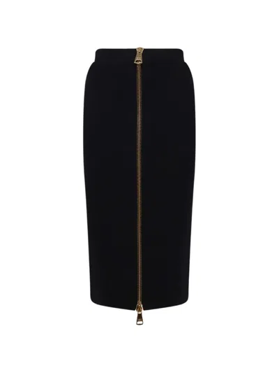 Elisabetta Franchi Midi Skirt With Zip In Black