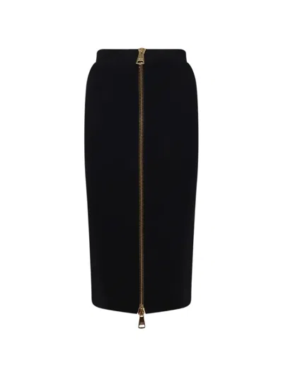 Elisabetta Franchi Midi Two-way-zip Skirt In Black