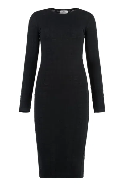 Elisabetta Franchi Midi Viscose Dress In Black