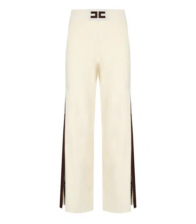 Elisabetta Franchi Milk Coffee Knitted Pants In White