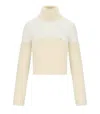 Elisabetta Franchi Milk Cropped Turtleneck Sweater In Neutral