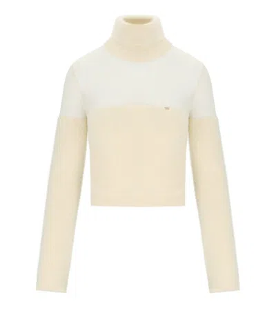 ELISABETTA FRANCHI MILK CROPPED TURTLENECK SWEATER