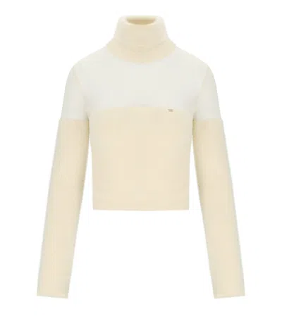 ELISABETTA FRANCHI MILK CROPPED TURTLENECK SWEATER