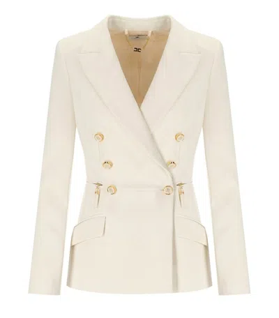 Elisabetta Franchi Milk Double-breasted Blazer In Neutral