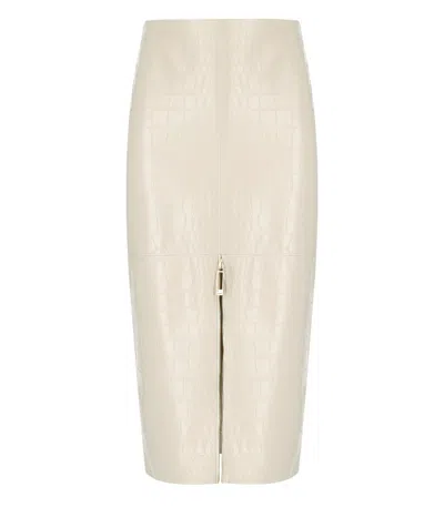 Elisabetta Franchi Milk Midi Skirt With Croco-print In White