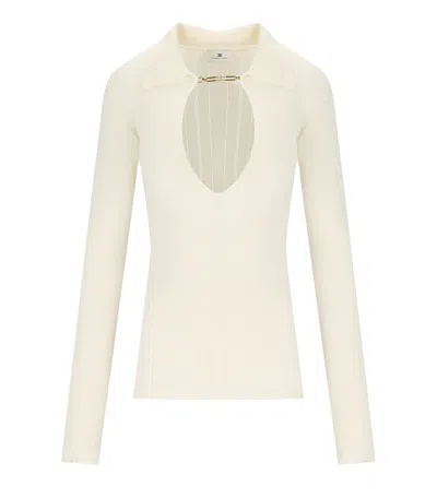 Elisabetta Franchi Milk Polo Pullover In Neutral