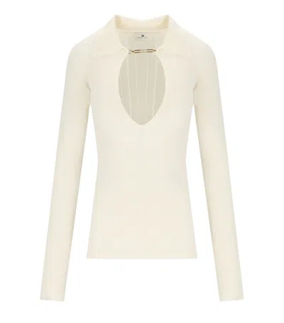 Elisabetta Franchi Milk Polo Pullover In White