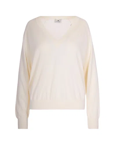 ELISABETTA FRANCHI MILK WOOL BLEND SWEATER