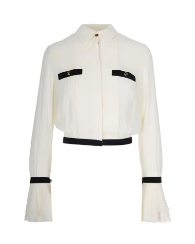 ELISABETTA FRANCHI MILK/BLACK GEORGETTE SHIRT