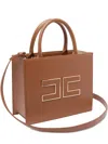 Elisabetta Franchi Mini 24/7 Logo-plaque Top-handle Tote Bag In Brown