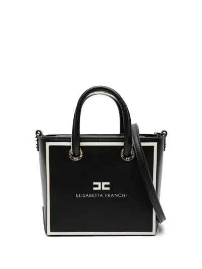 Elisabetta Franchi Mini 24/7 Logo-print Tote Bag In Black