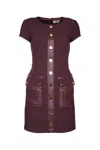 Elisabetta Franchi Merlot Dress With Faux Leather Inserts In Burgundy