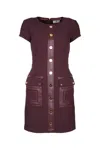Elisabetta Franchi Merlot Dress With Faux Leather Inserts In Burgundy