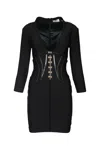 Elisabetta Franchi Structured Mini Dress Corset Detailing In Black