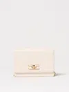 Elisabetta Franchi Cream-colored Bag With A Gold Chain Shoulder Strap In White