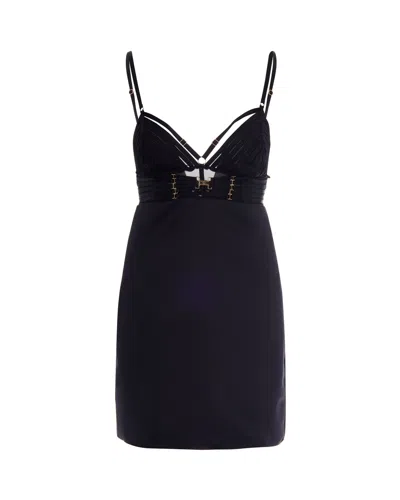 Elisabetta Franchi Mini Black Dress With Lingerie-inspired Detailing And Adjustable Straps