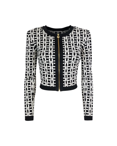 ELISABETTA FRANCHI MINI CARDIGAN IN JACQUARD VISCOSE