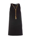 Elisabetta Franchi Boxy Crepe Minidress With Necklace In Black