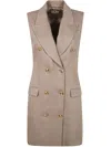 Elisabetta Franchi Double-breasted Mini Dress In Greige