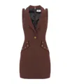 Elisabetta Franchi Mini Dress In Double Layer Crêpe Fabric With Jewel Buttons In Red