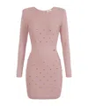 Elisabetta Franchi Mini Dress In Knit Fabric With Jewel Details In Pink