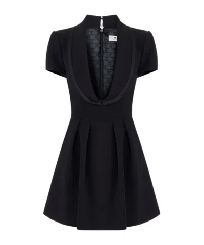 Elisabetta Franchi Mini Dress In Lightweight Crepe And Satin Fabrics In Black