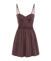 Elisabetta Franchi Mini Dress In Voile Fabric With Criss-cross Details In Brown