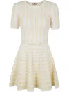 Elisabetta Franchi Mini Dress In Yellow With Belted Waist In Lemonade Avorio