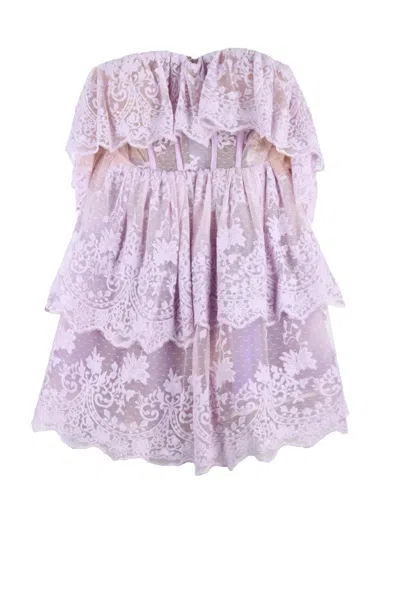 Elisabetta Franchi Mini Dress Polyamide Cotton - Wisteria In Multi