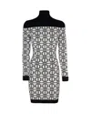 Elisabetta Franchi Mini Dress Turtleneck Jacquard Logo In E84