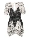 Elisabetta Franchi Animal-print Mini Dress In White