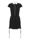 Elisabetta Franchi Mini Dress With Contrasting Collar And Decorative Clasps In Multi