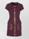 Elisabetta Franchi Merlot Dress With Faux Leather Inserts In Burgundy