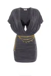 Elisabetta Franchi Cupro Jersey Dress With Bralette In Blue