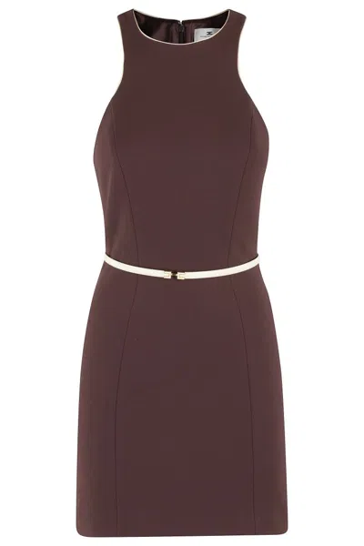 ELISABETTA FRANCHI MINI DRESS WITH HIGH NECKLINE AND REMOVABLE BELT