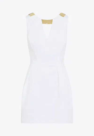 Elisabetta Franchi Mini Dress With Metallic-collar In White