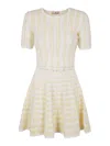 Elisabetta Franchi Mini Dress In Yellow With Belted Waist In Orange