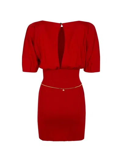 Elisabetta Franchi Mini Knit Dress In Red