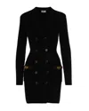 Elisabetta Franchi Textured Knit Black Midi Dress With Double-breasted Design In Black