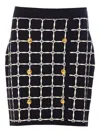 Elisabetta Franchi Black Jacquard Mini Skirt With Logo And Gold Buttons In Black Butter