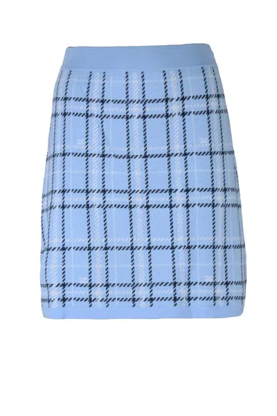 Elisabetta Franchi Mini Knit Skirt - Celeste In Blue