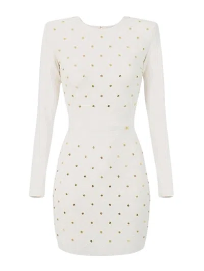 ELISABETTA FRANCHI MINI KNITTED DRESS WITH JEWEL DETAILS