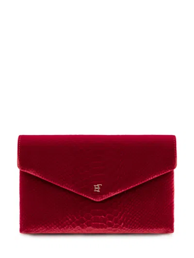 Elisabetta Franchi Mini Satin Clutch Pochette With Sculpted Pointed Detail In Red