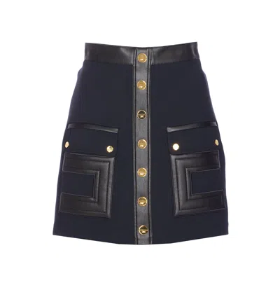 Elisabetta Franchi High-waisted Skirt Logo Buttons In Gray
