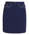 Elisabetta Franchi Crepe Skirt With Piping And Horsebit In Blue