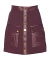 Elisabetta Franchi High Waist Skirt Logo Buttons In Burgundy