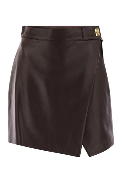 ELISABETTA FRANCHI ELISABETTA FRANCHI MINI SKIRT IN NAPPA LEATHER