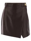 Elisabetta Franchi Leather Wrap Miniskirt Gold-tone Hardware In Brown