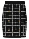 Elisabetta Franchi Black Jacquard Mini Skirt With Logo And Gold Buttons In Nero/burro